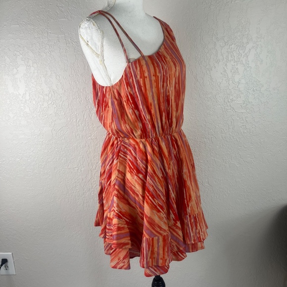Free People Women’s Heart Shaped Face Mini Dress Sz Small No Belt Orange - Picture 4 of 12